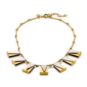 J. Crew Art Deco Geometric Duo Tone Gold & Silver Statement Collar Necklace